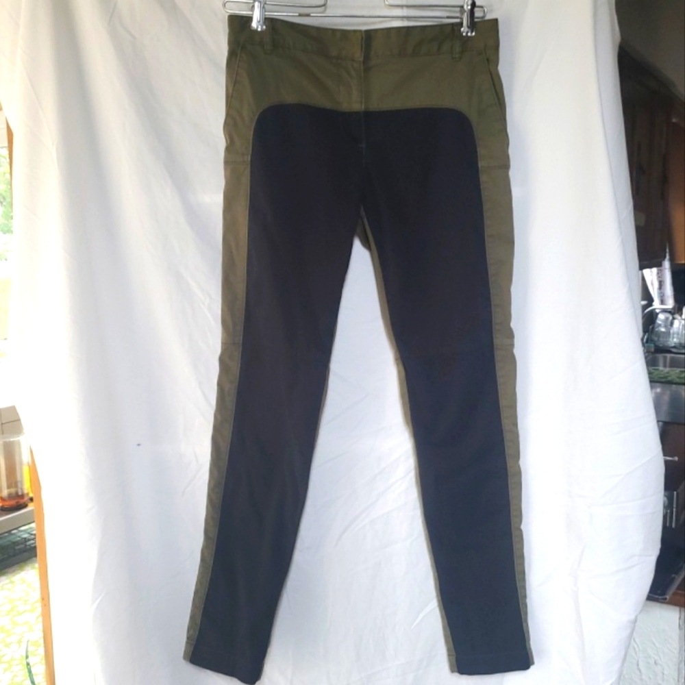 Tibi Women's Black and Olive Chinos Size 2